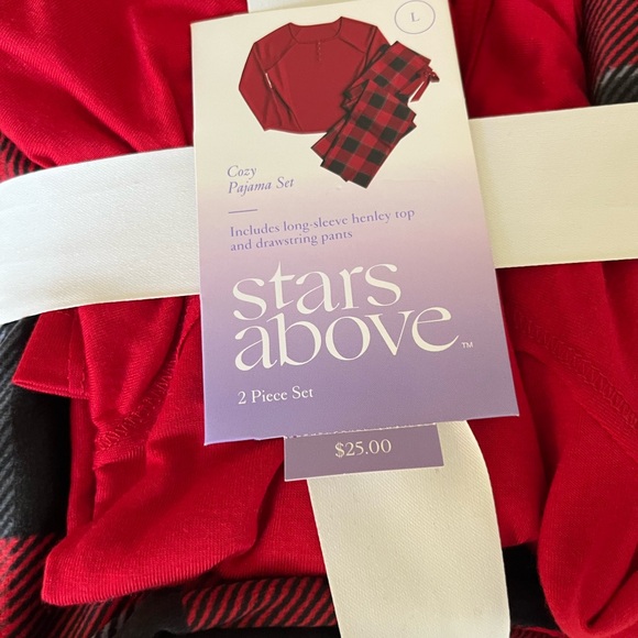 NWT Women’s Cozy Pajamas Set Stars above 2 pieces Includes Long Sleeve henly Top - Picture 3 of 9